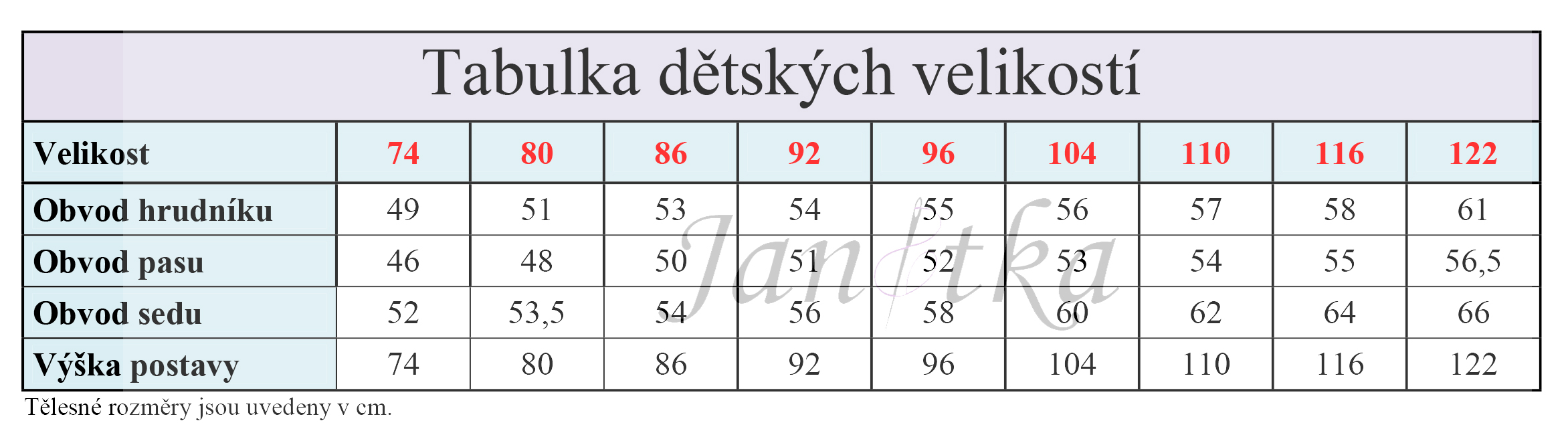 Dětské 74-122 s logem